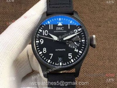 Replica IWC Big Pilot Le Petit Prince Black Case Rubber Strap