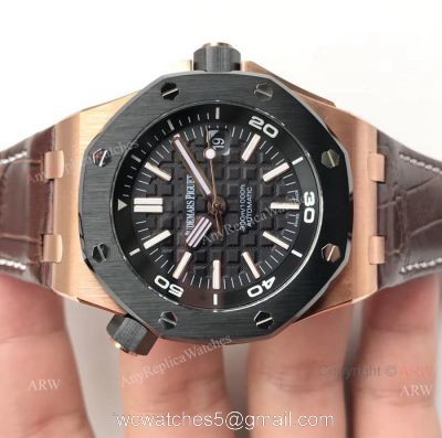 Swiss Grade Replica Audemars Piguet Divers 3120 Watch  Rose Gold Black Bezel