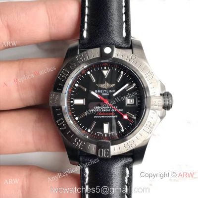Swiss Grade Fake Breitling Avenger II Seawolf Black Leather Watch Limited Edition
