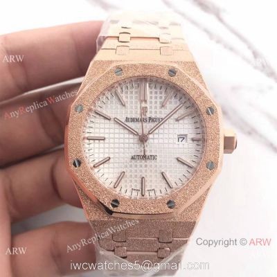 JF Factory Newest Audemars Piguet Watches For Sale  Royal Oak Frosted Gold w White Dial