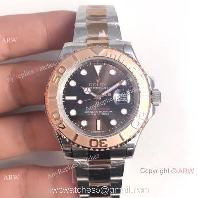 Swiss Replica Rolex Yachtmaster 2-T Rose Gold Chocolate Face Watch AR Factory