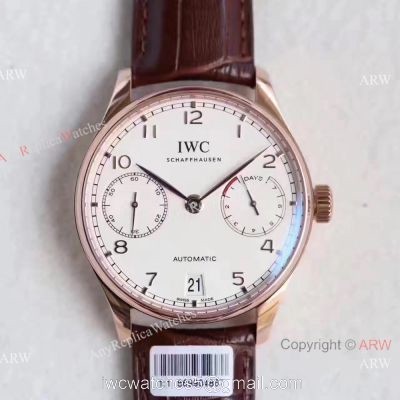 New IWC Portugieser 7 days power reserve Replica Watch Rose Gold White