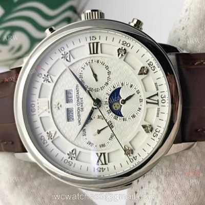 Vacheron Constantin Annual Calendar Moonphase Replica watch SS White Face