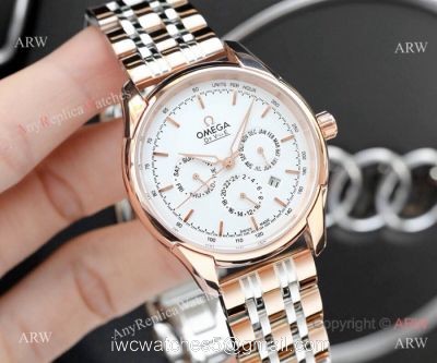 Omega De Ville Complications Omega Watch White Face Two Tone Rose Gold 41mm