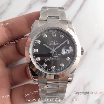 Bp Factory Rolex Oyster DateJust II 41mm Watch SS Grey Diamond Dial