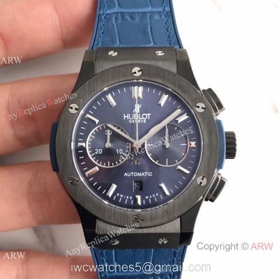 Swiss Replica Hublot Big Bang Classic Fusion 7750 Black Watch Blue Gummy Strap