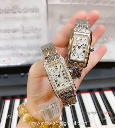 2020 Copy Cartier Tank AmEricaine Stainless Steel Watch Small