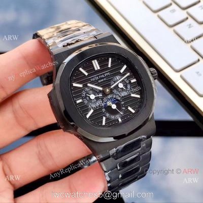 Clone Patek Philippe Nautilus Annual Calendar Watches 41mm All Black