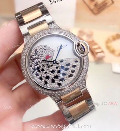 Best Replica Cartier Ballon Bleu Mens Diamond Watch Two Tone