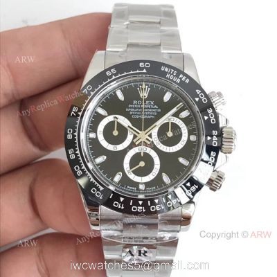 Rolex Daytona 904L Stainless Steel Black Ceramic Watch  AR Replica Watches