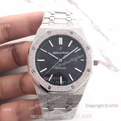 JF Factory Audemars Piguet Royal Oak Watch Replica Frosted Black Dial