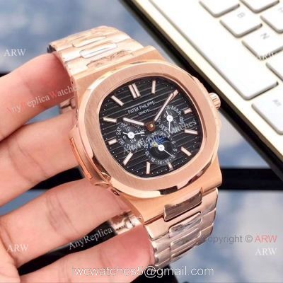 Patek Philippe Moonphase Replica Rose Gold Annual Calendar Watches
