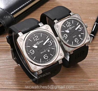 Bell and Ross Replica Wristwatch SS Black Rubber Strap  BR 03-92