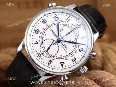Newest Fake IWC Portugieser Rattrapante IW371215 SS Blue Markers Watch 41mm