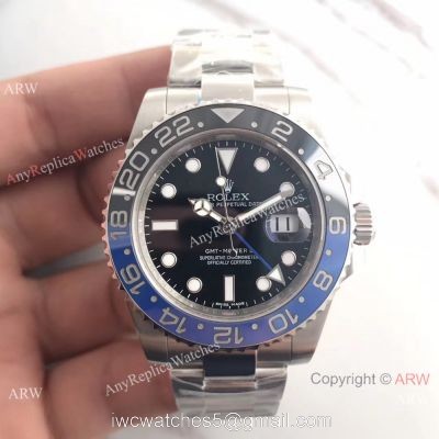 NEW UPGRADED Replica Rolex GMT-Master II SS Watch Black&038;Blue Ceramic 40mm