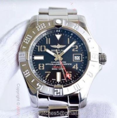 AAA Grade Breitling Avenger II GMT SS Black Dial Watch Swiss 2836