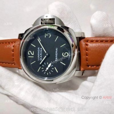 Fake Panerai Luminor Marina SS Brown Leather Strap Watch  PAM 111