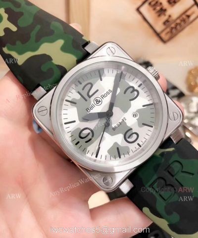 2019 New Bell and Ross Replica Watches SS Case Camouflage Strap