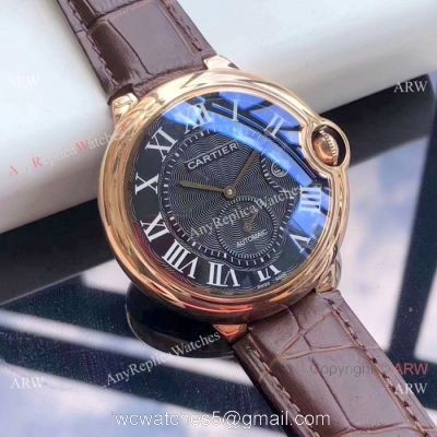 Low Price Cartier Ballon Bleu De Automatic Watches Rose  Gold Black Dial