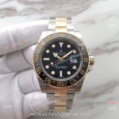 NEW UPGRADED Replica Rolex GMT-Master II 2-TONE Black Ceramic Watch