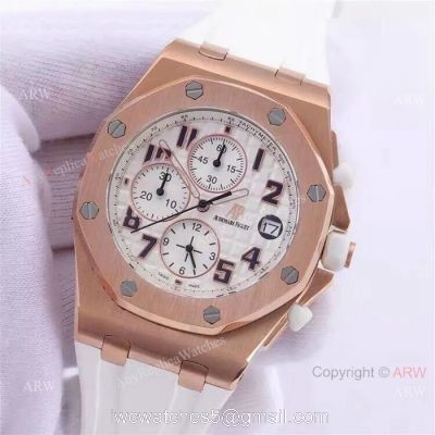 Copy Audemars Piguet Royal Oak Offshore Watches  Rose Gold White Dial