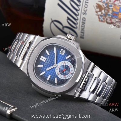 Patek Philippe Nautilus Travel Time Watches Stainless Steel Blue Dial