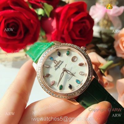 Omega ladymatic Diamond Watches  New Replica Omega Watch White Face Rose Gold