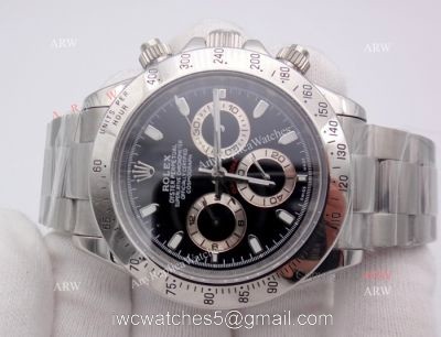 NEW UPGRADED Rolex Daytona Replica Watch -Stainless Steel Black Face