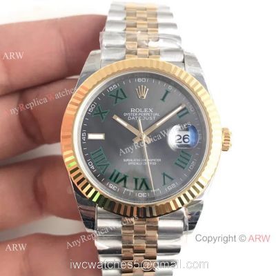 (EW) Rolex Datejust 2 ETA 3255 watch Green Roman 2-Tone