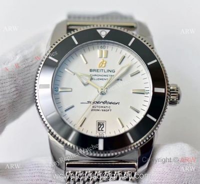 (GF) Replica Breitling Superocean Heritage II SS White Dial Black Ceramic Watch 42mm