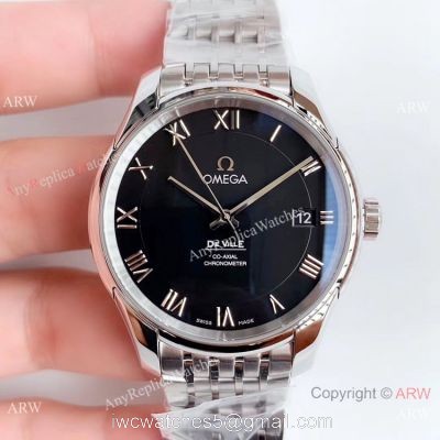 Swiss Copy Omega De Ville Co-Axial Stainless Steel Black Dial VSF 8500 Watch