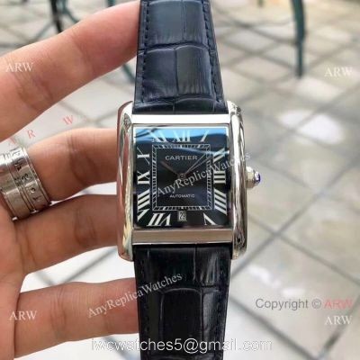 Buy Replica CARTIER Tank Automatic Watches SS Black Dial