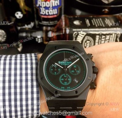 Copy Audemars Piguet Royal Oak Chrono Watches Blacksteel Green Sub-dials