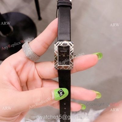 Japan Grade Burberry Ladies Watches SS Black Leather strap