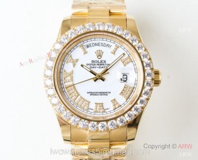 N9 Swiss Rolex Presidential Diamond Bezel Replica Watch  Day Date II ETA2836