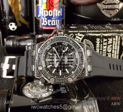 Replica Audemars Piguet Royal Oak Offshore Tattoo Watch SS Black Dial