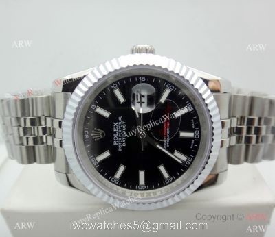 Copy Rolex Datejust Jubilee Stainless Steel Black Dial 40mm Watch