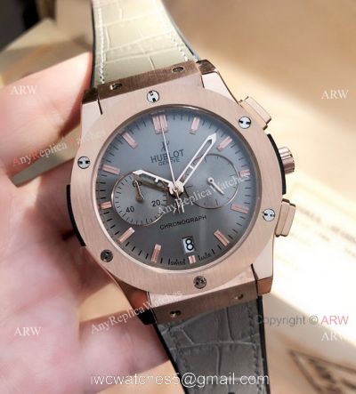 Replica Hublot Classic Fusion Chrono Watches Gray Dial Rose Gold