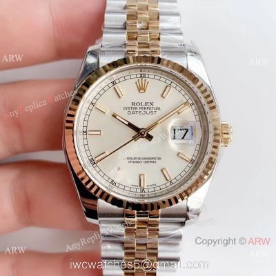 Copy Rolex Datejust 36mm Two Tone 904L Watch from AR Rolex Factory