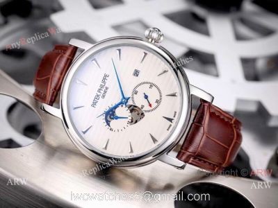 Patek Philippe Calatrava 42mm Copy Watches  SS White Moonphase Dial