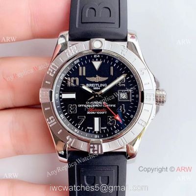 (GF) Replica Breitling Avenger II GMT SS Black Arabic Dial Watch  2019 New