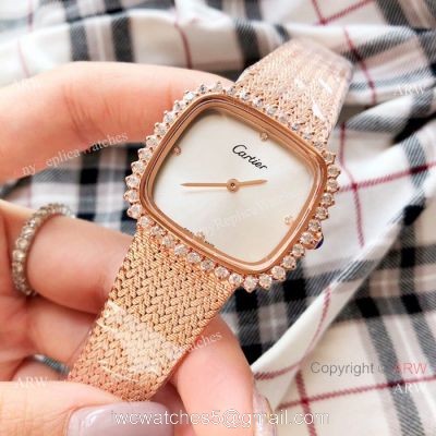 Fashion Cartier Replica Watches  Rose Gold Diamond Case