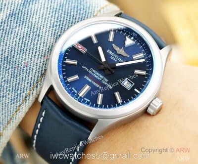 2019 Replica Breitling Avenger Men Watch SS Blue Dial Blue Leather strap