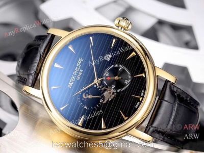 Patek Philippe geneve Calatrava Watch Gold Case Black Face