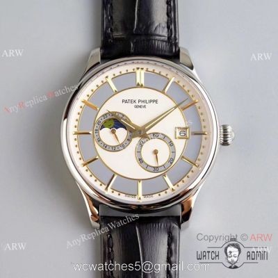 Grade 1A Replica Patek Philippe Moonphase White Dial Watch  New Patek Philippe AAA