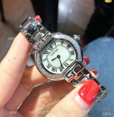Rotonde de Cartier Stainless Steel White Watch 28mm Lady
