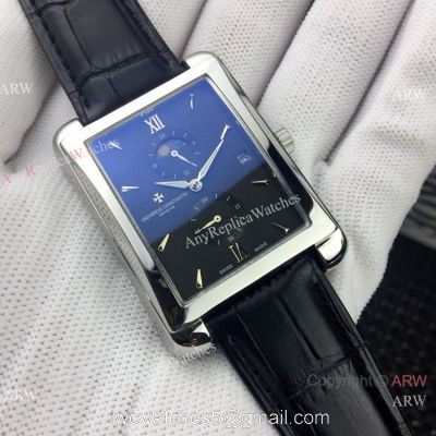 Replica Vacheron Constantin geneve SS Black Dial Watch  Low Price