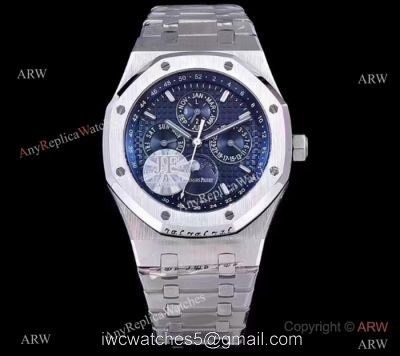 JF Factory Copy Audemars Piguet Royal Oak Perpetual Calendar Watch SS Blue Dial