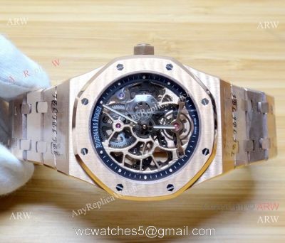 JF Fake Audemars Piguet Royal Oak Rose Gold Skeleton Watch