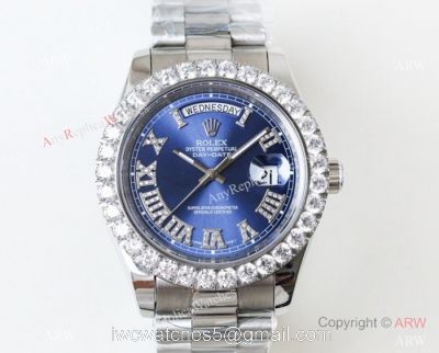 N9 Swiss 2836 Stainless Steel Blue Dial Rolex Presidential 41mm Replica Watch